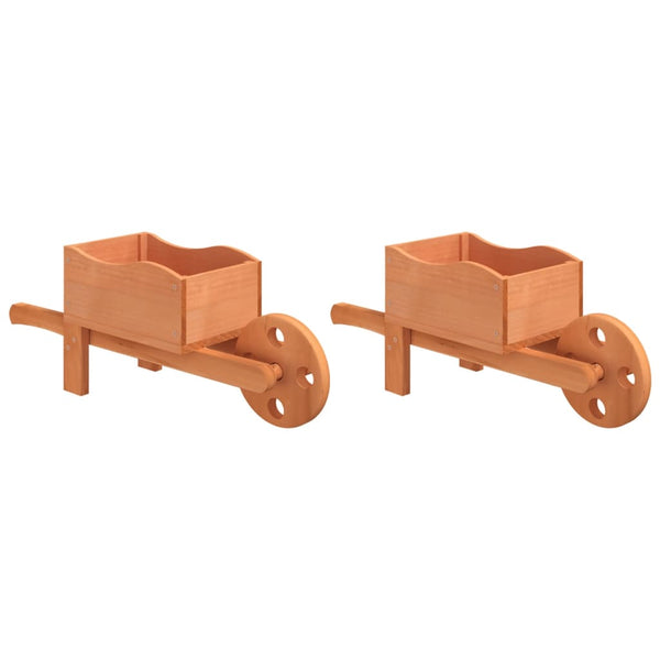 Plantekasser 2 Stk. Trillebørsdesign 47X15X19 Cm Massivt Fyr