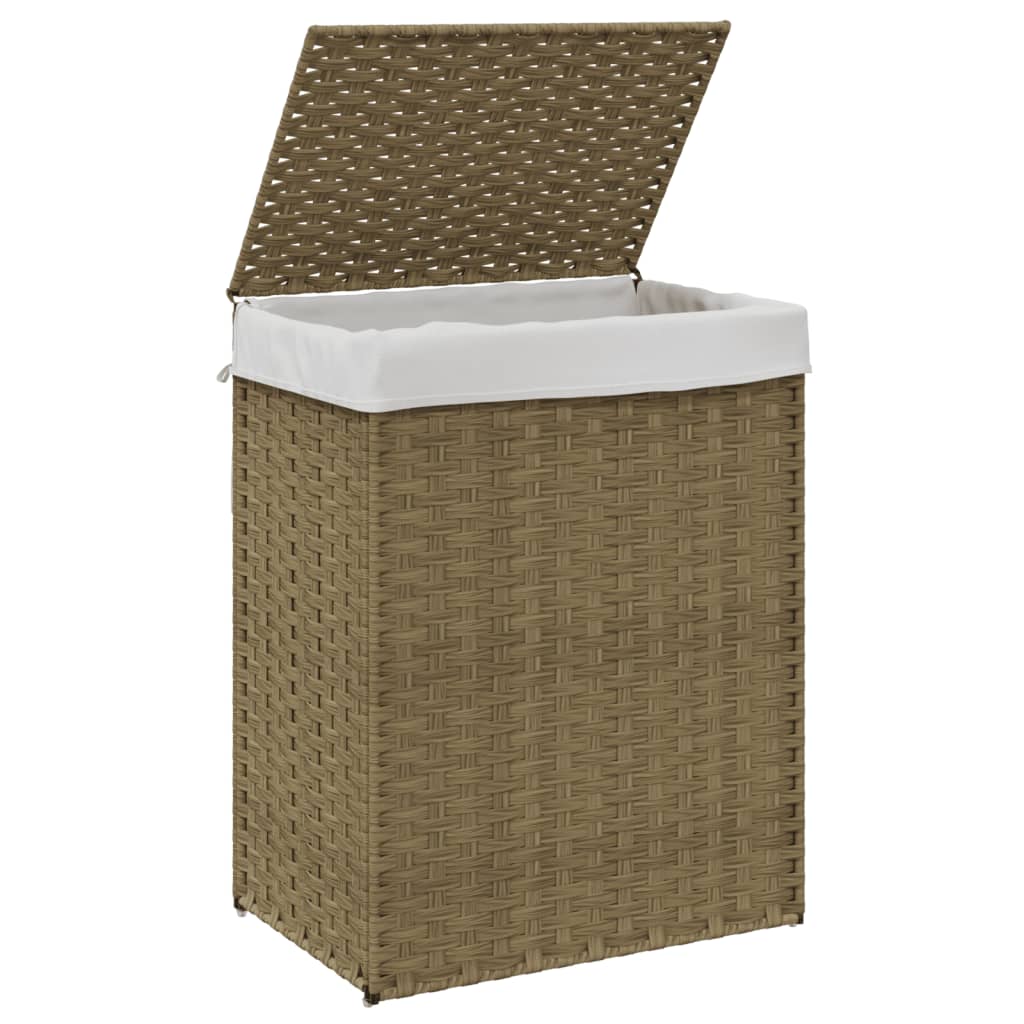 Vasketøjskurv Med Låg 46X33X60 Cm Polyrattan