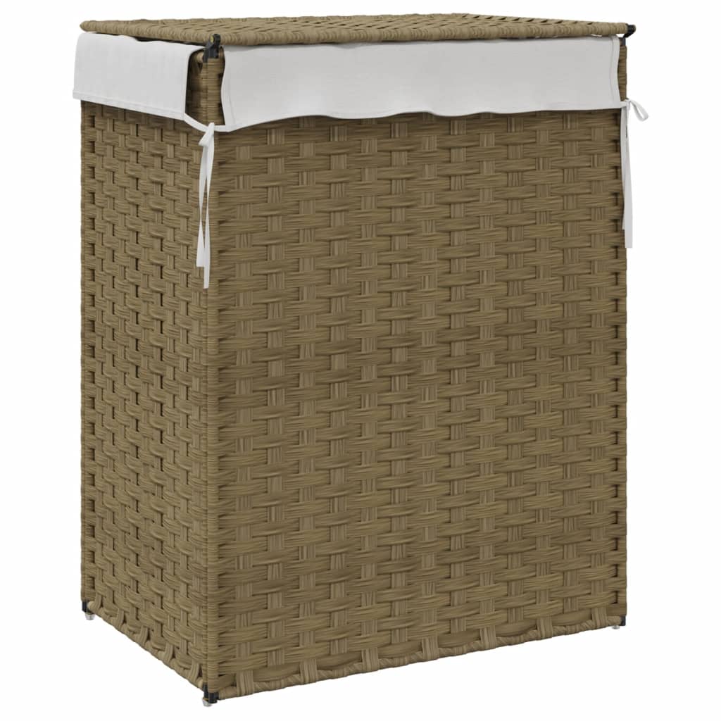 Vasketøjskurv Med Låg 46X33X60 Cm Polyrattan