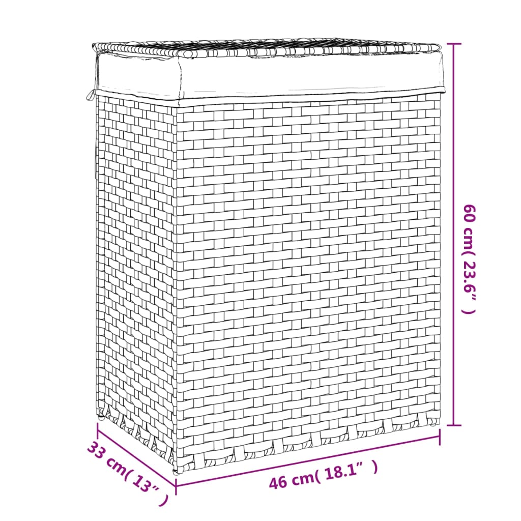 Vasketøjskurv Med Låg 46X33X60 Cm Polyrattan