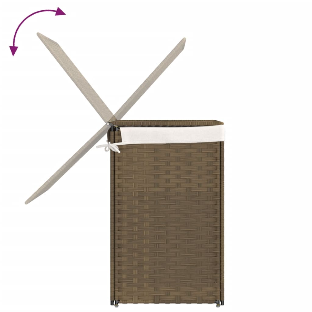 Vasketøjskurv Med 2 Sektioner 53X35X57 Cm Polyrattan