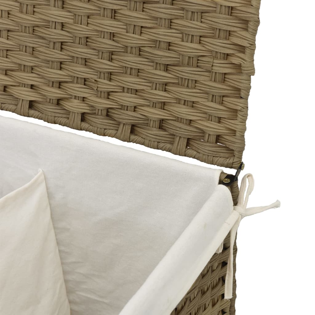 Vasketøjskurv Med 2 Sektioner 53X35X57 Cm Polyrattan