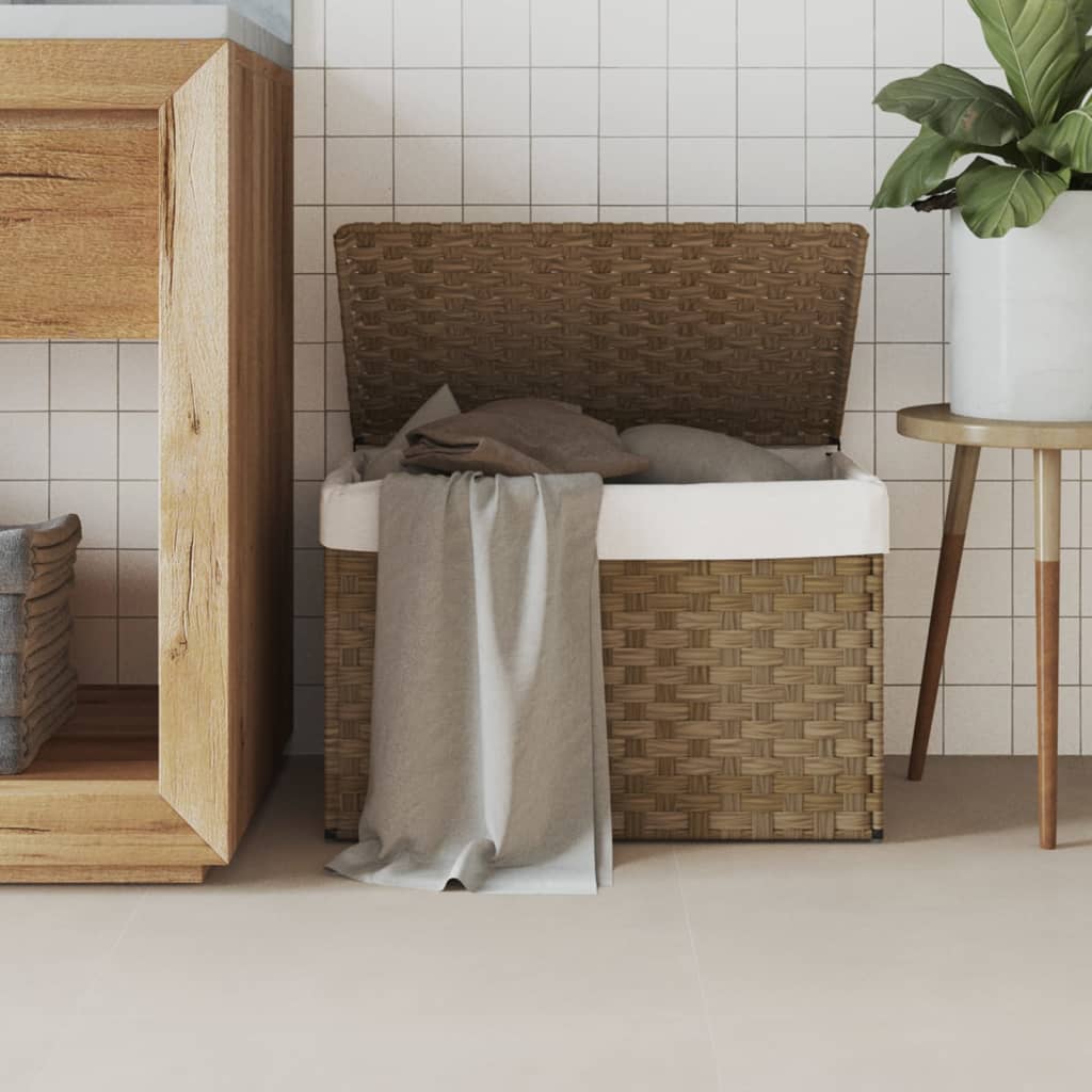 Vasketøjskurv Med Låg 55,5X35X34 Cm Polyrattan