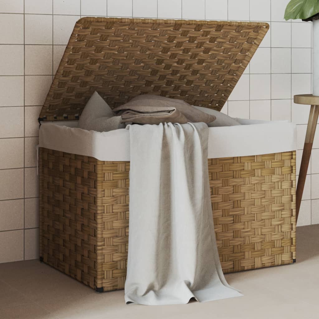 Vasketøjskurv Med Låg 55,5X35X34 Cm Polyrattan