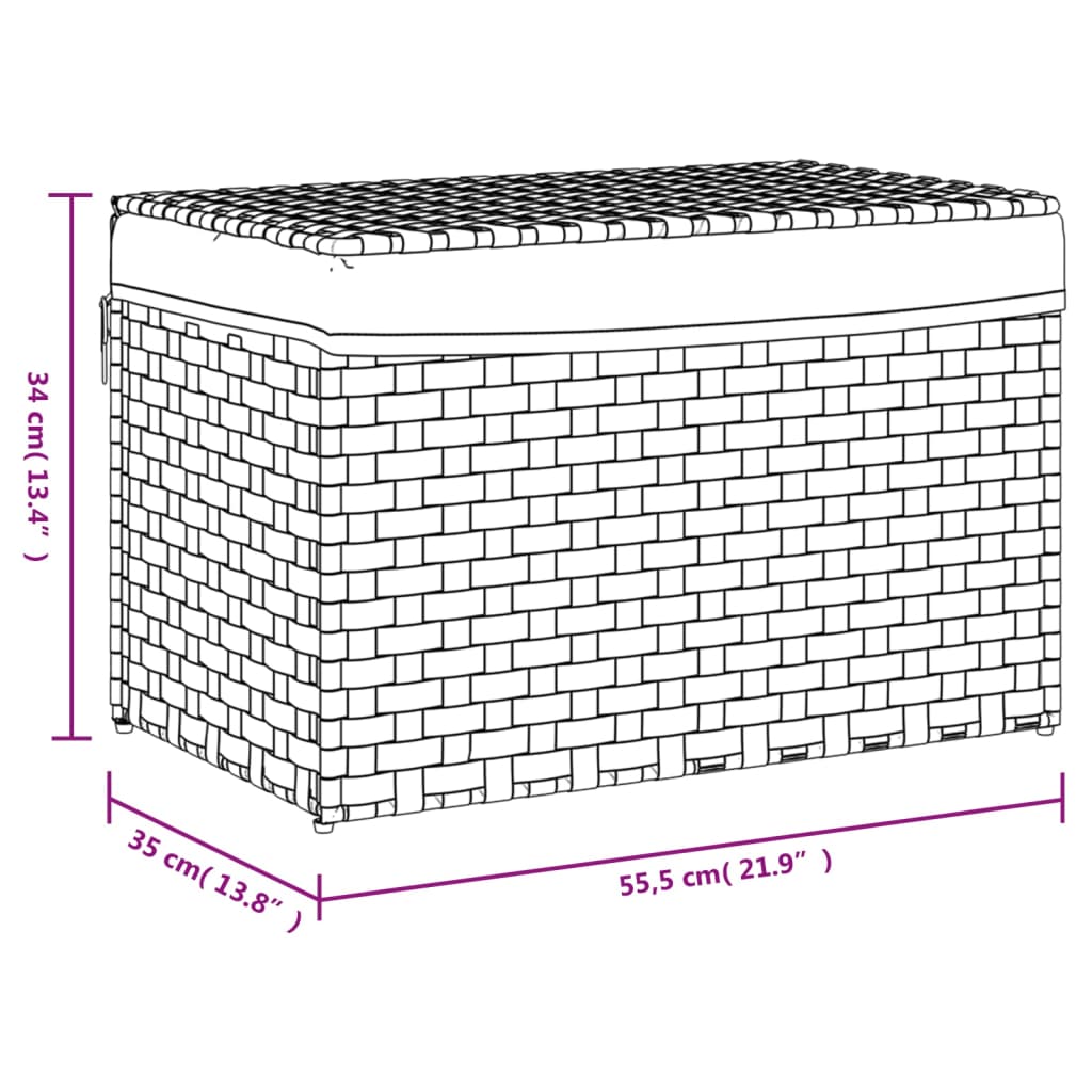 Vasketøjskurv Med Låg 55,5X35X34 Cm Polyrattan