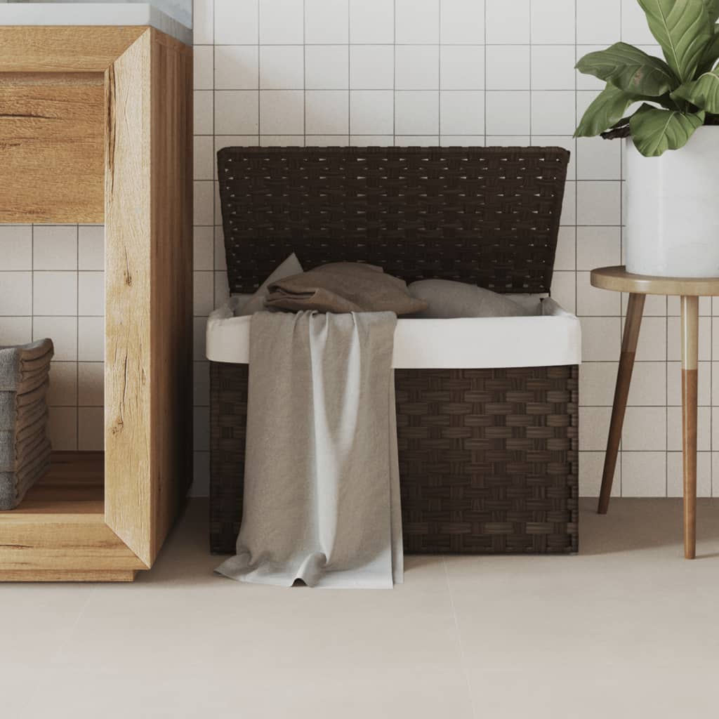 Vasketøjskurv Med Låg 55,5X35X34 Cm Polyrattan