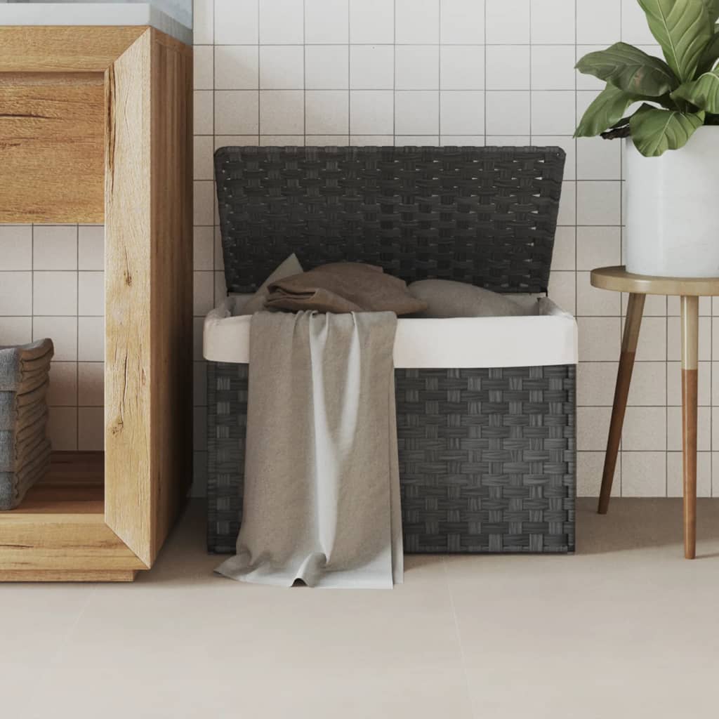 Vasketøjskurv Med Låg 55,5X35X34 Cm Polyrattan