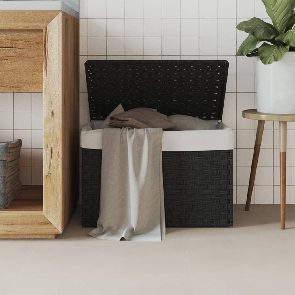 Vasketøjskurv Med Låg 55,5X35X34 Cm Polyrattan