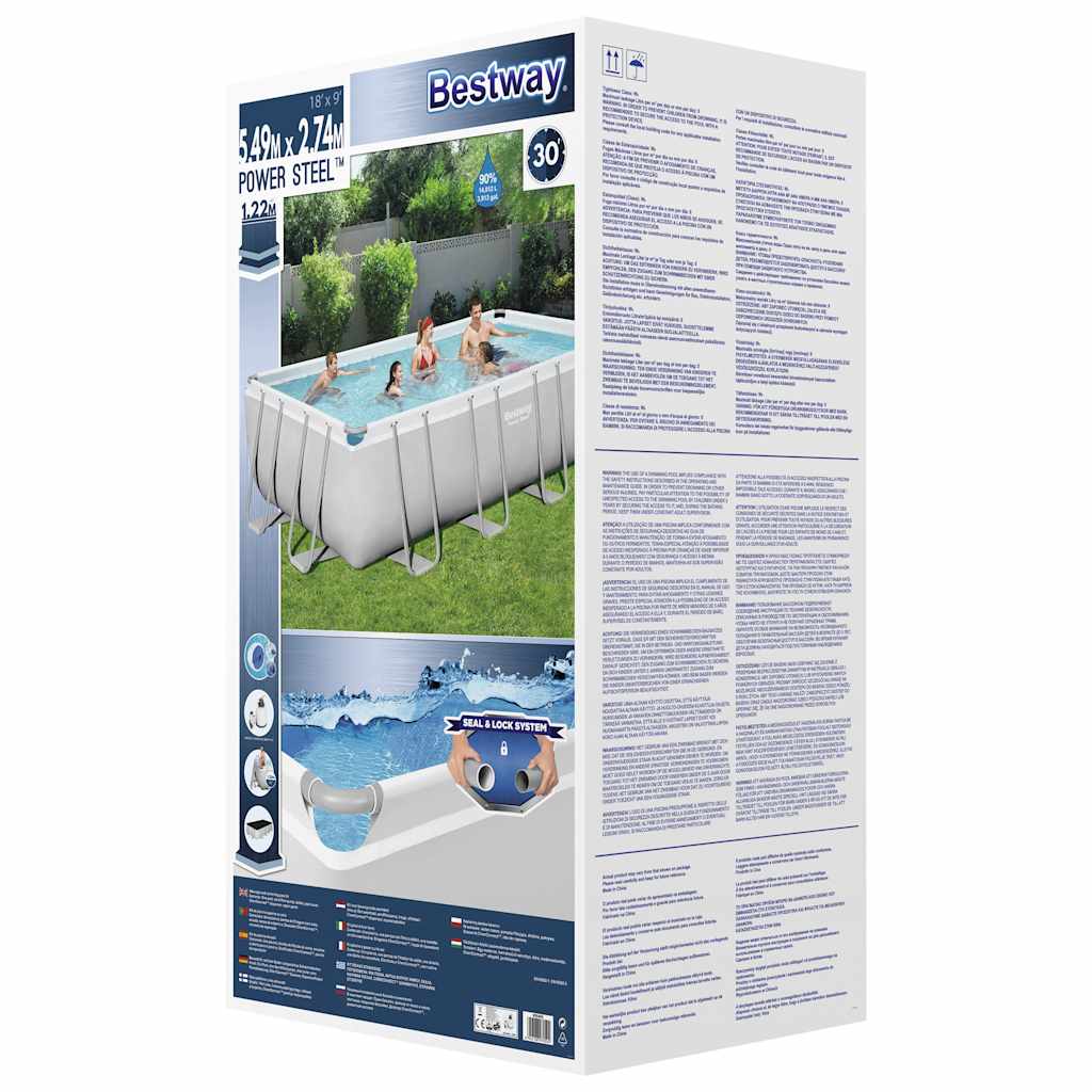 Bestway Power Steel Swimmingpool 549X274X122 Cm Rektangulær