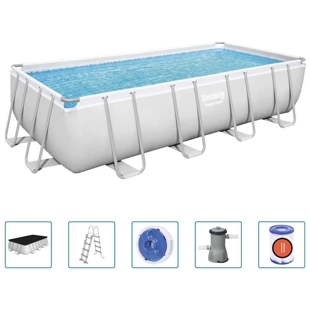Bestway Power Steel Swimmingpool 488X244X122 Cm Rektangulær