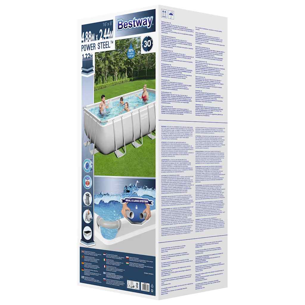 Bestway Power Steel Swimmingpool 488X244X122 Cm Rektangulær