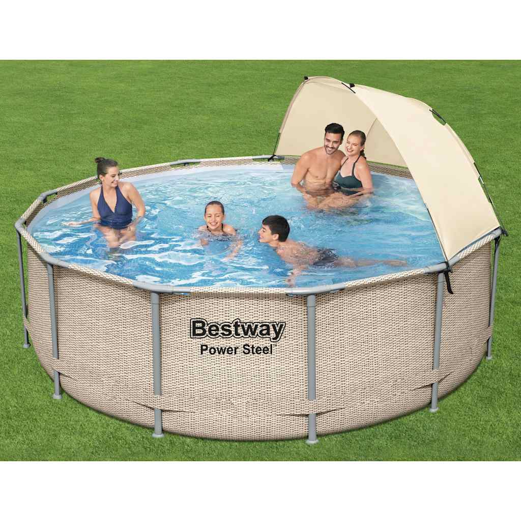 Bestway Power Steel Swimmingpool Med Baldakin 396X107 Cm