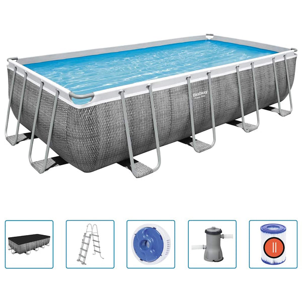 Bestway Power Steel Swimmingpool 488X244X122 Cm Rektangulær