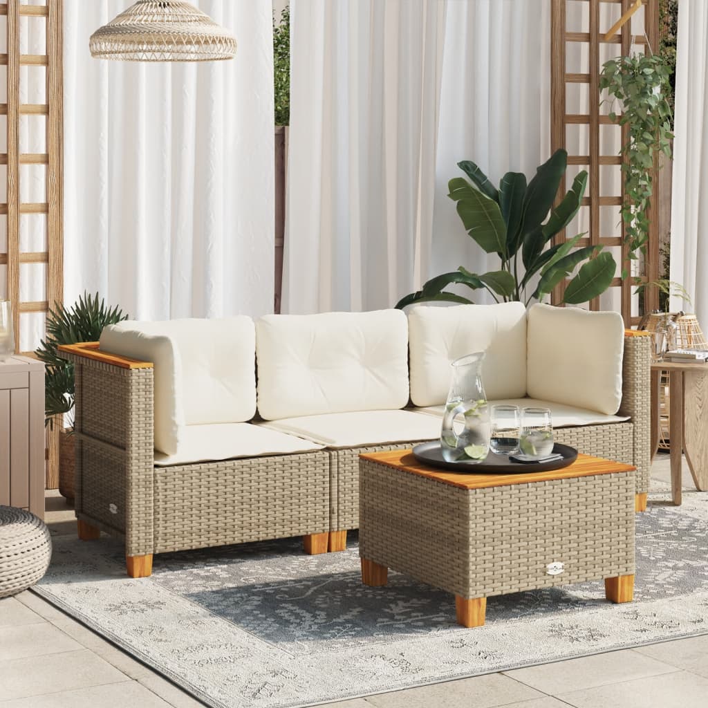 3-Personers Havesofa Med Hynder Polyrattan