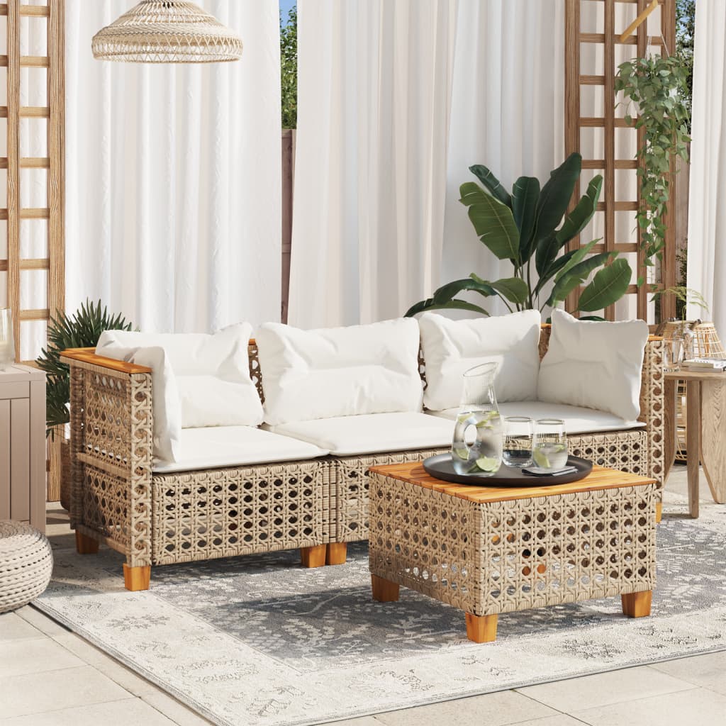 3-Personers Havesofa Med Hynder Polyrattan