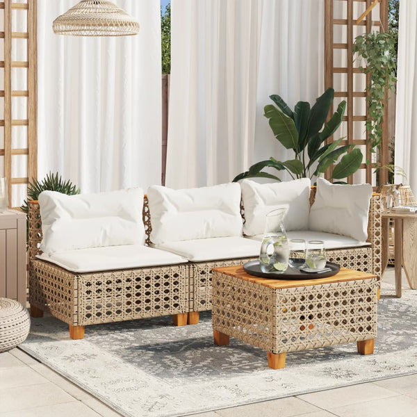 3-Personers Havesofa Med Hynder Polyrattan