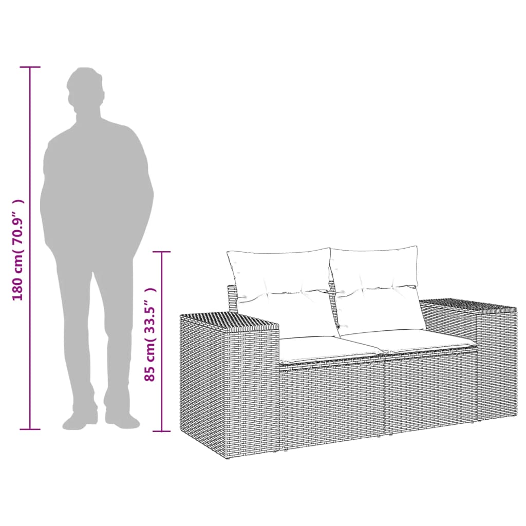 2-Personers Havesofa Med Hynder Polyrattan