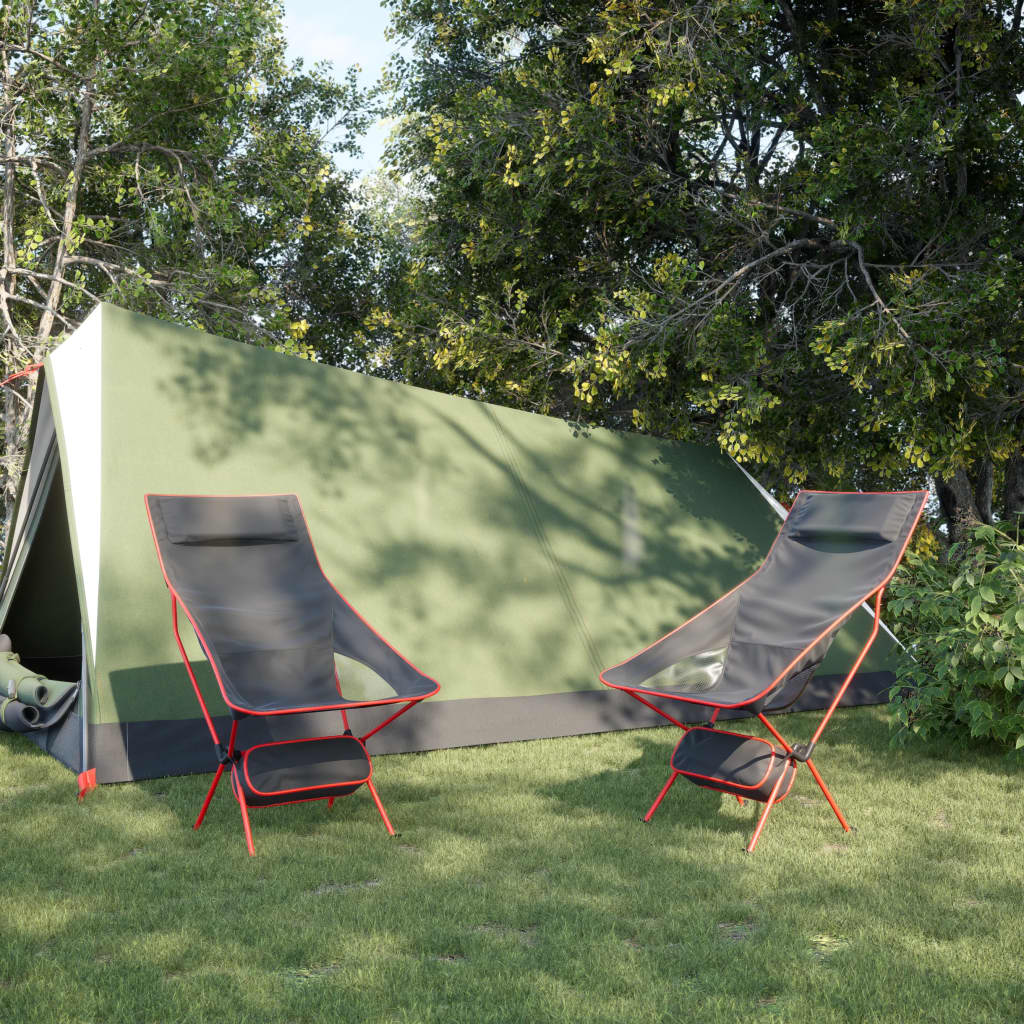 Campingstole 2 Stk. Foldbare Oxfordstof Og Aluminium Sort