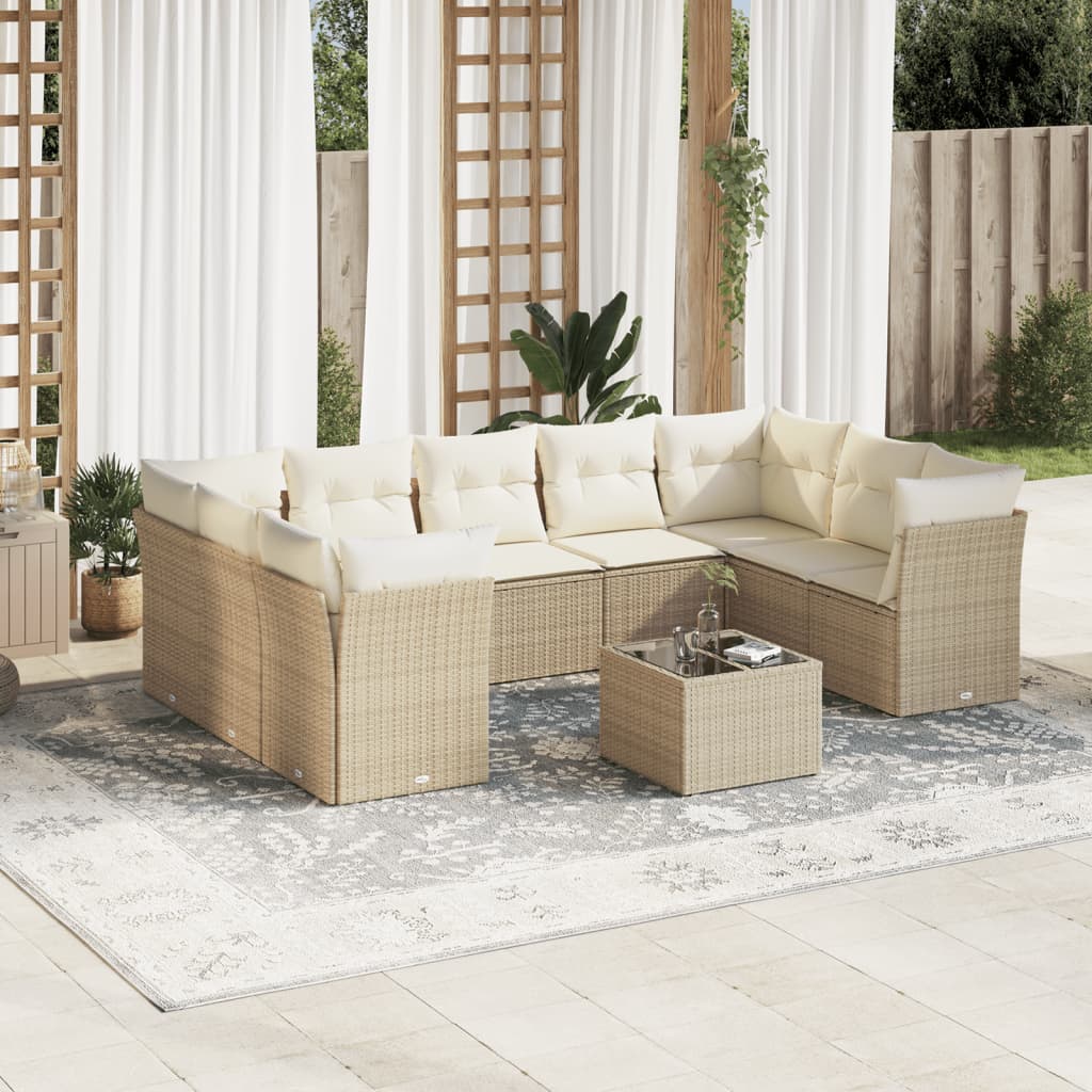 Sofasæt Til Haven 10 Dele Med Hynder Polyrattan Brun