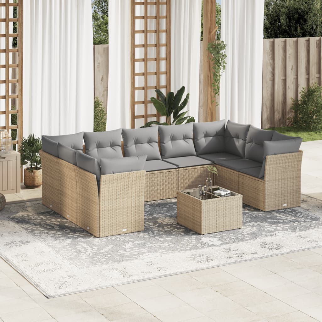 Sofasæt Til Haven 10 Dele Med Hynder Polyrattan Brun