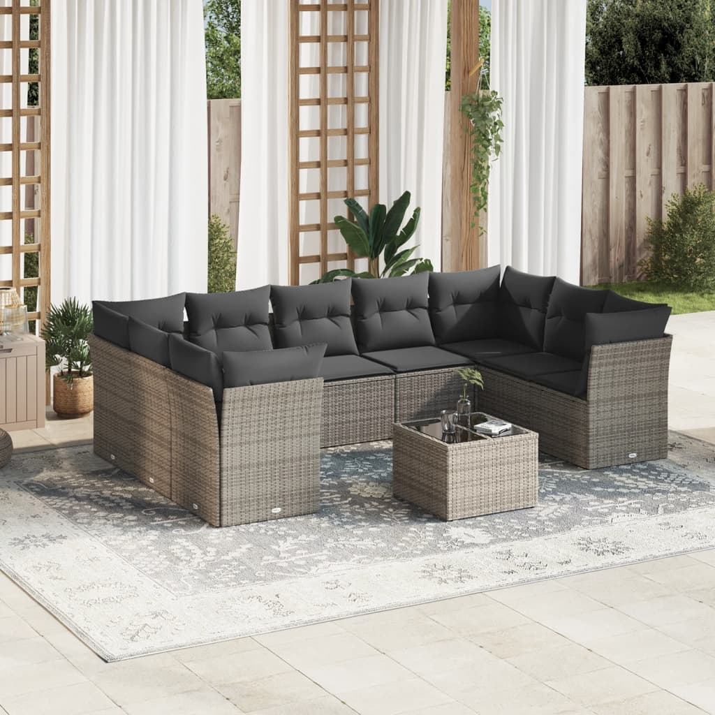 Sofasæt Til Haven 10 Dele Med Hynder Polyrattan Brun