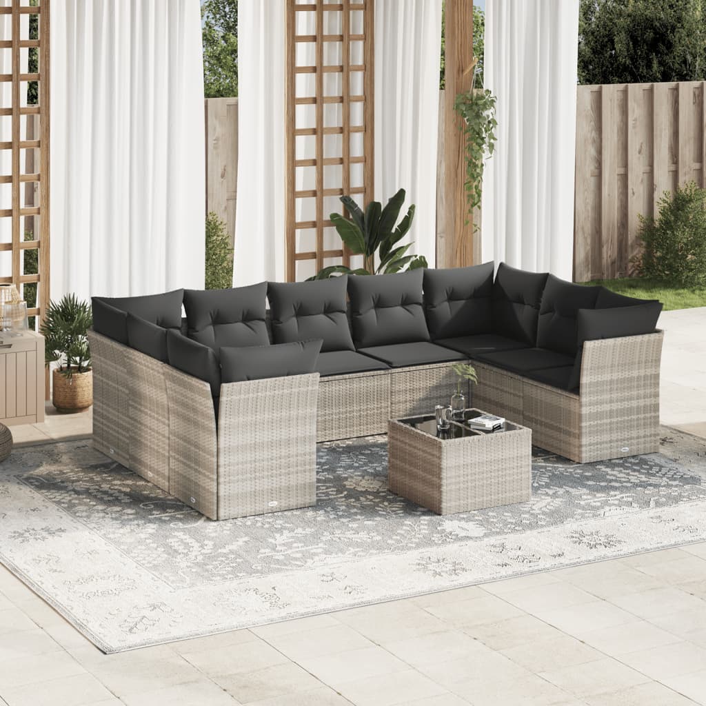 Sofasæt Til Haven 10 Dele Med Hynder Polyrattan Brun