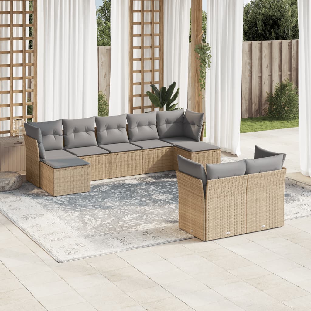 Sofasæt Til Haven 10 Dele Med Hynder Polyrattan Brun