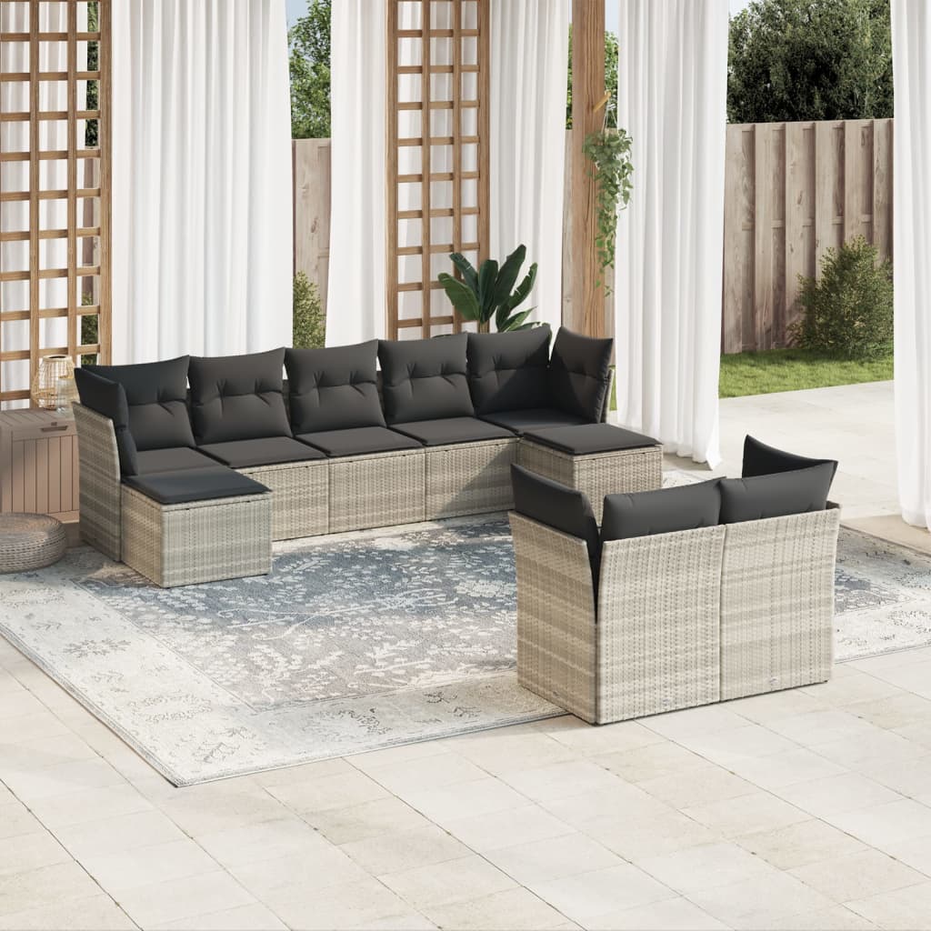 Sofasæt Til Haven 10 Dele Med Hynder Polyrattan Brun
