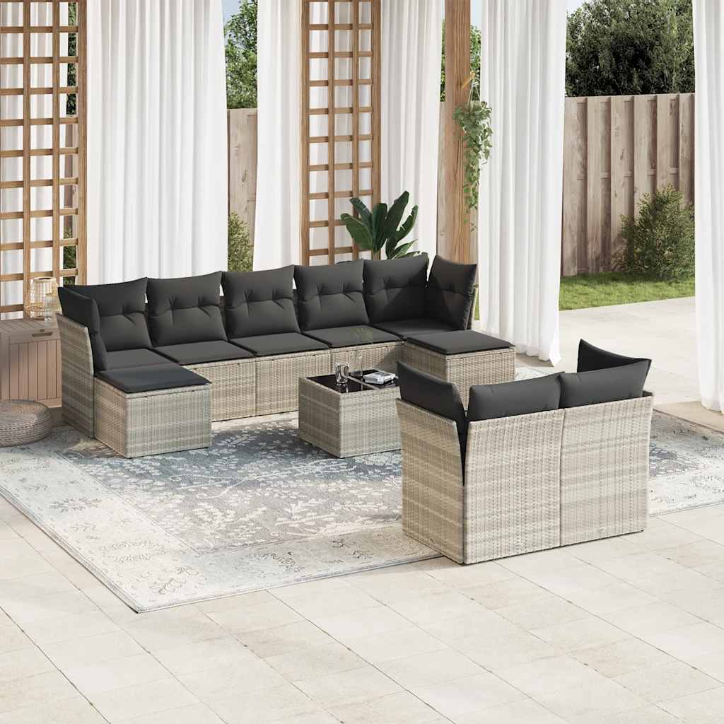 Sofasæt Til Haven 10 Dele Med Hynder Polyrattan Brun