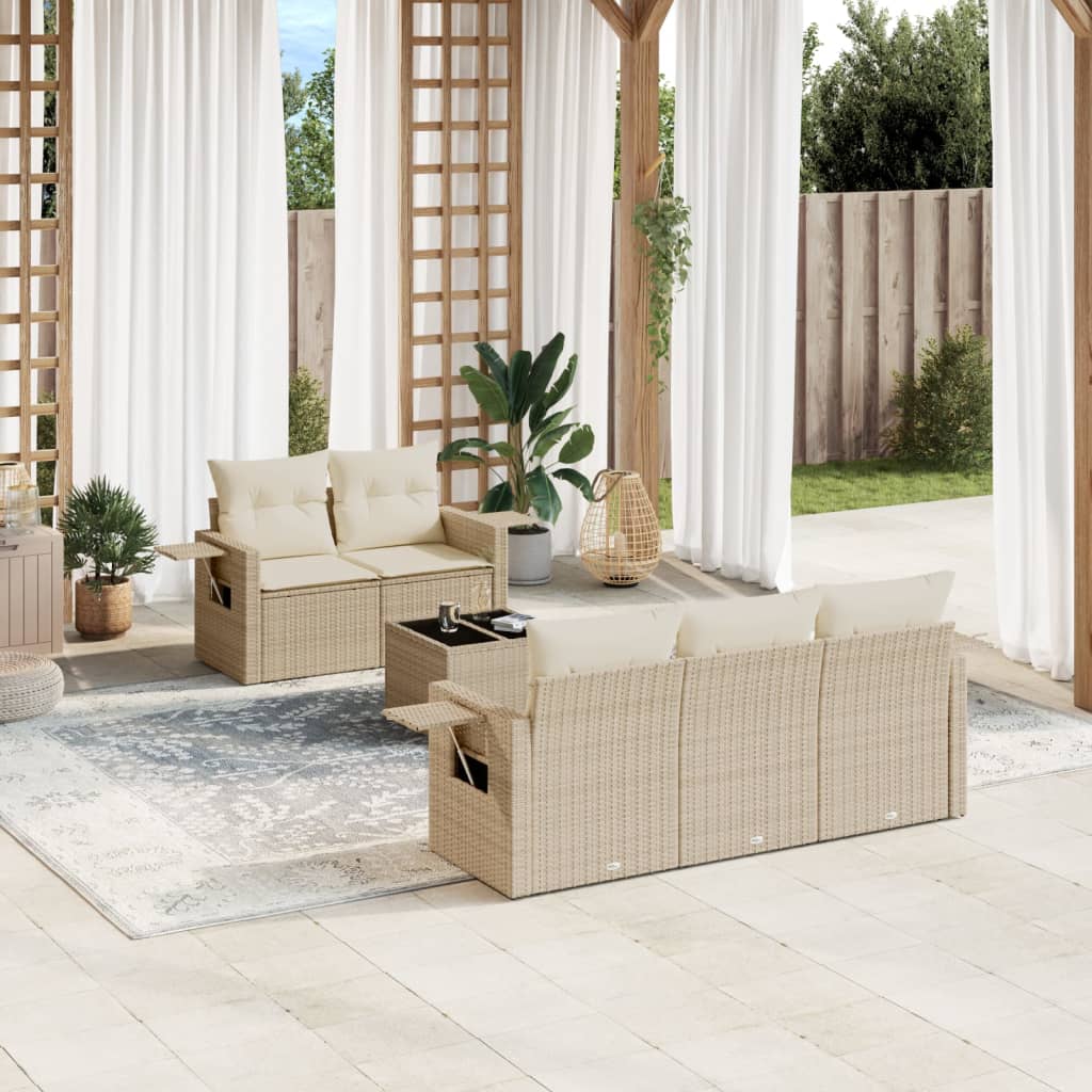 Sofasæt Til Haven 6 Dele Med Hynder Polyrattan Brun
