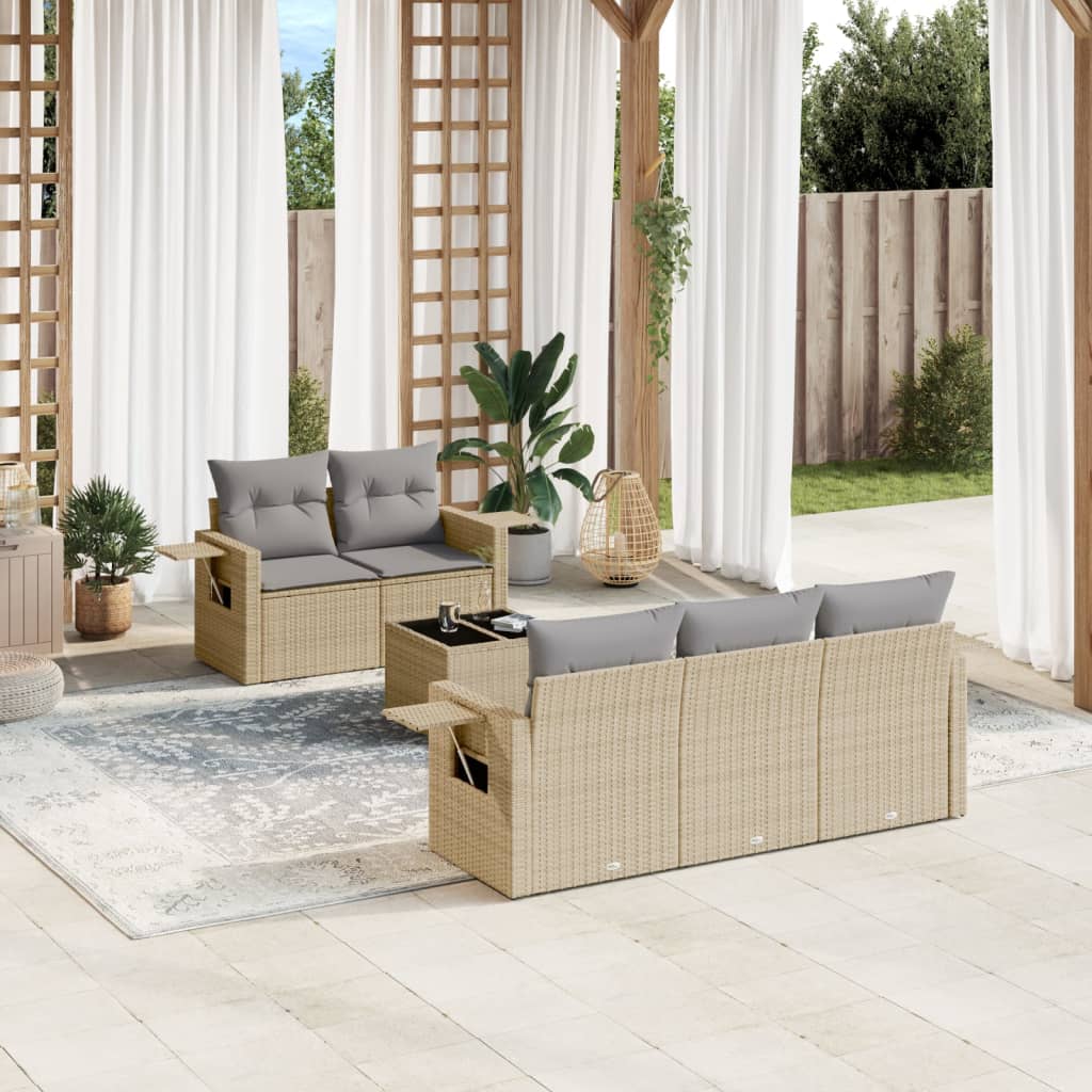 Sofasæt Til Haven 6 Dele Med Hynder Polyrattan Brun