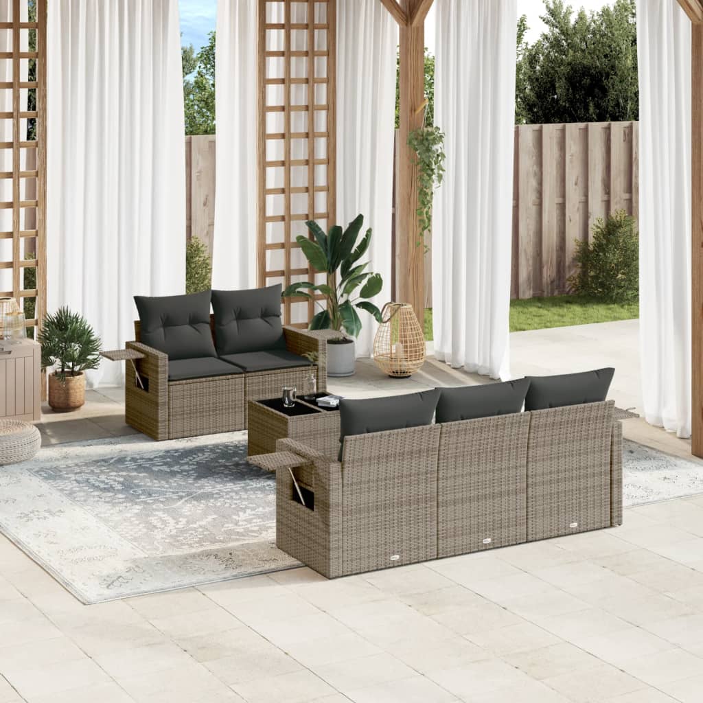 Sofasæt Til Haven 6 Dele Med Hynder Polyrattan Brun