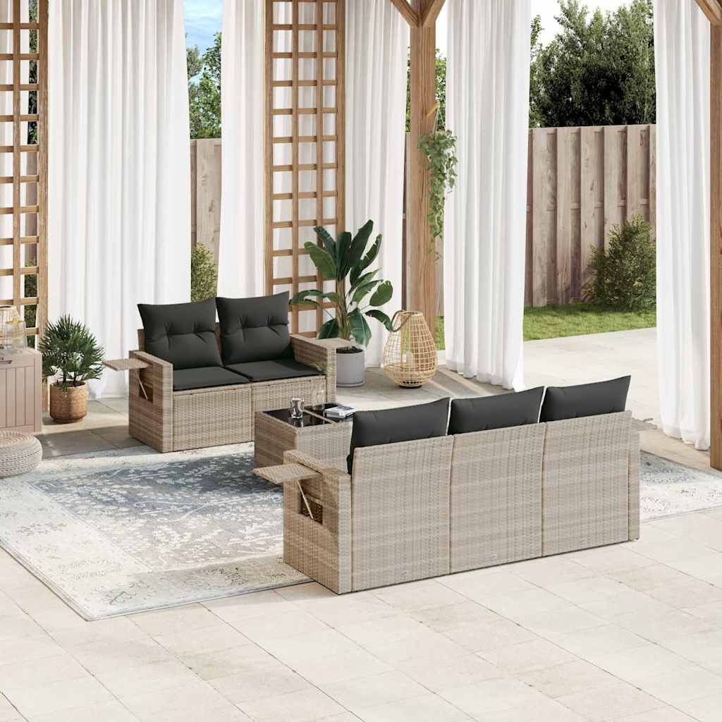Sofasæt Til Haven 6 Dele Med Hynder Polyrattan Brun