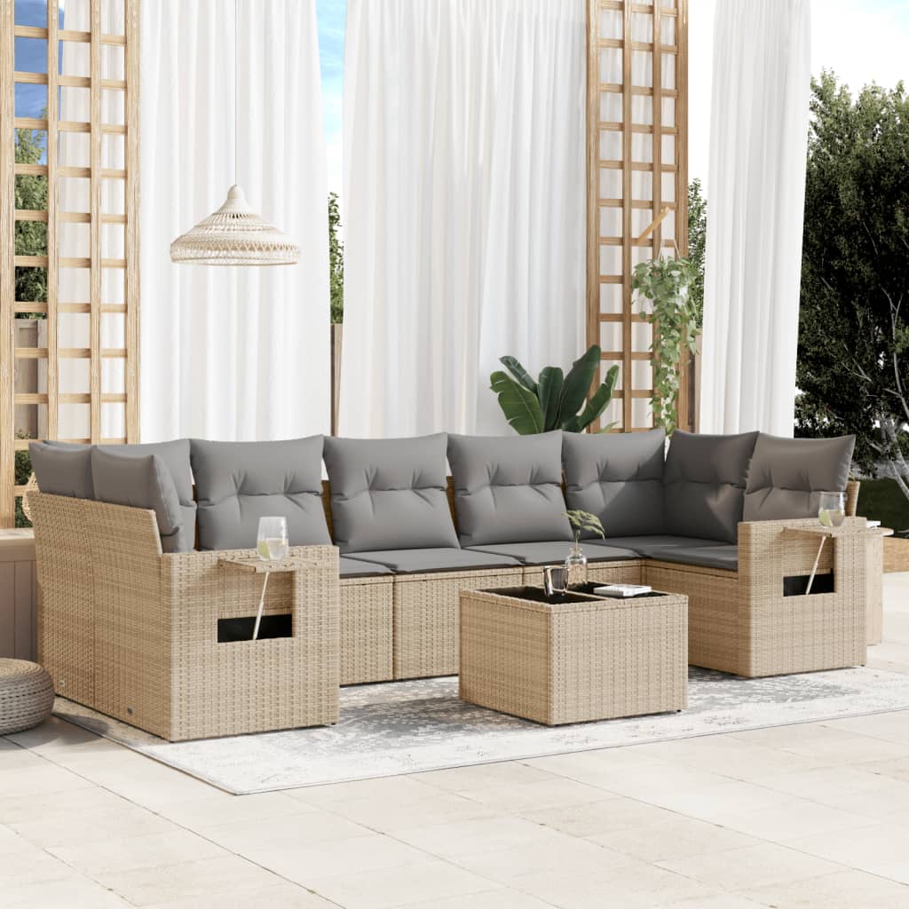 Sofasæt Til Haven 8 Dele Med Hynder Polyrattan Brun