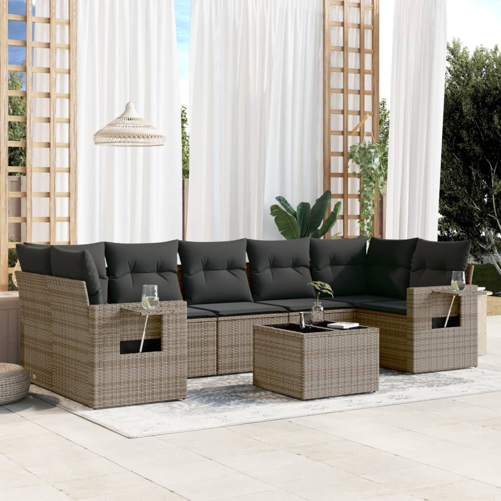 Sofasæt Til Haven 8 Dele Med Hynder Polyrattan Brun