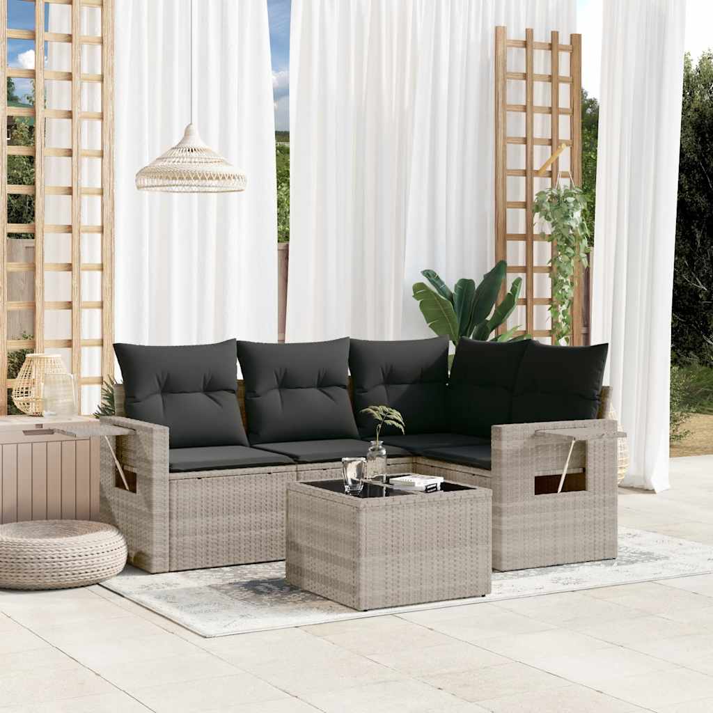 Sofasæt Til Haven 5 Dele Med Hynder Polyrattan Brun