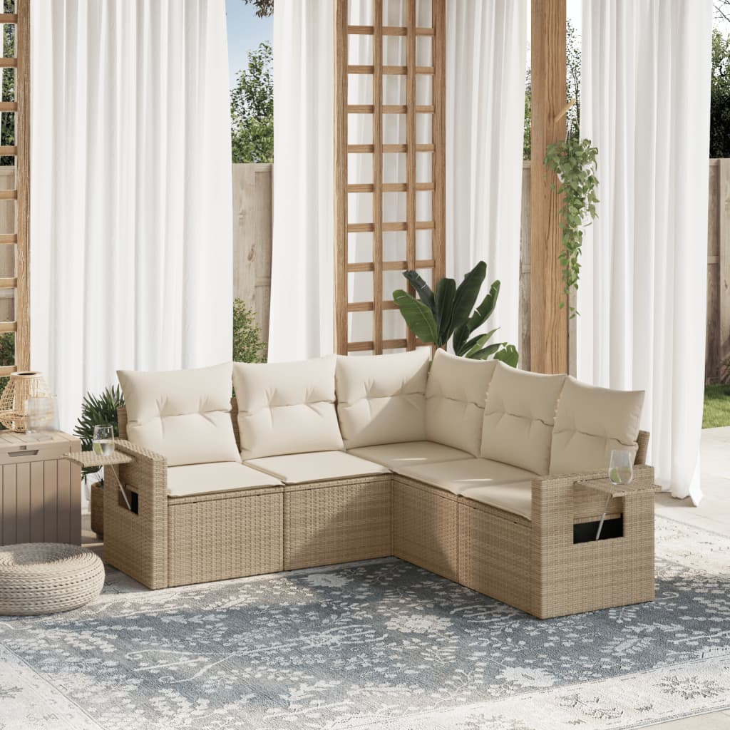 Sofasæt Til Haven 6 Dele Med Hynder Polyrattan Brun