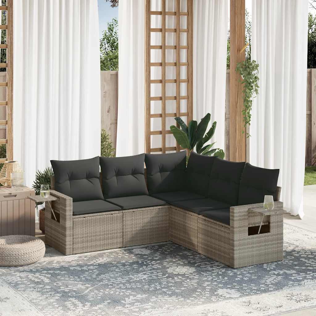 Sofasæt Til Haven 6 Dele Med Hynder Polyrattan Brun