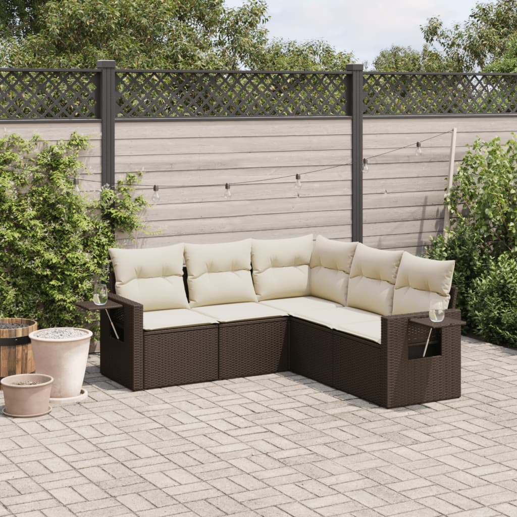 Sofasæt Til Haven 6 Dele Med Hynder Polyrattan Brun