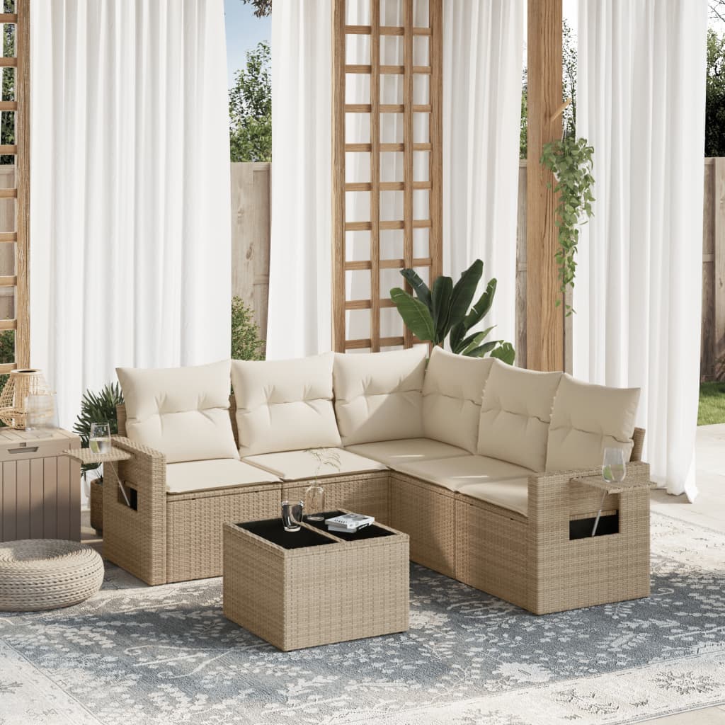 Sofasæt Til Haven 6 Dele Med Hynder Polyrattan Brun