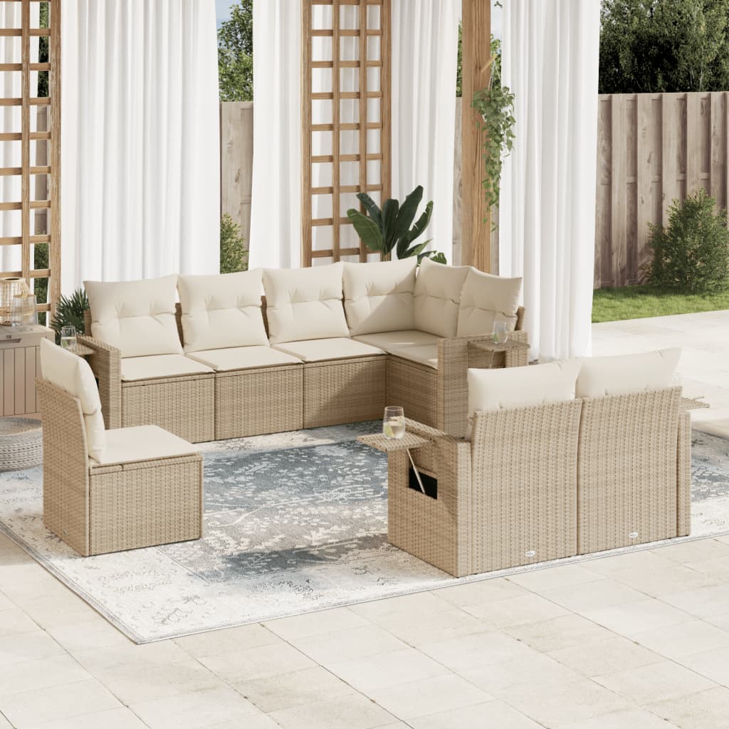 Sofasæt Til Haven 9 Dele Med Hynder Polyrattan Brun