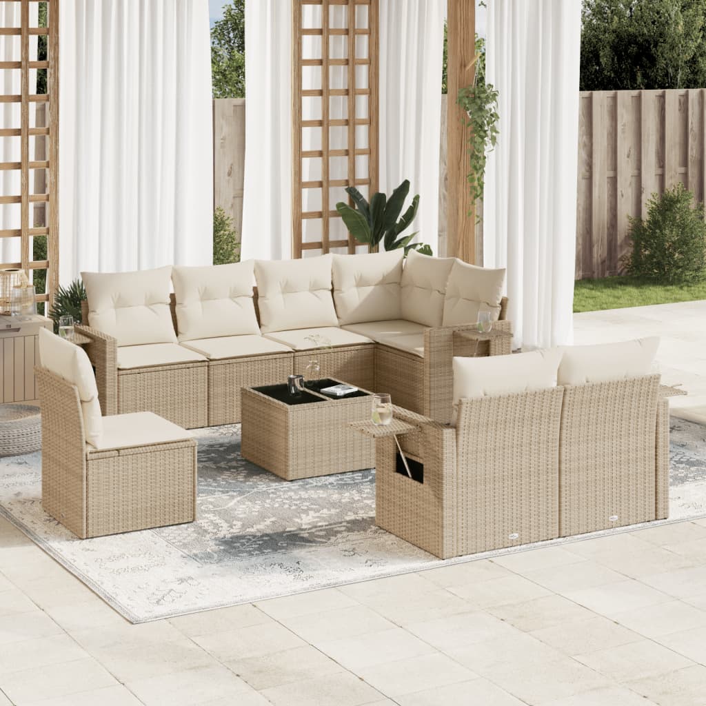 Sofasæt Til Haven 9 Dele Med Hynder Polyrattan Brun