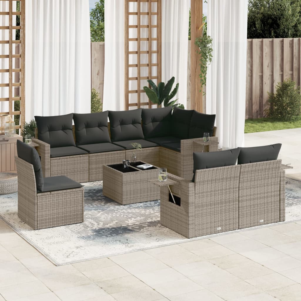 Sofasæt Til Haven 9 Dele Med Hynder Polyrattan Brun