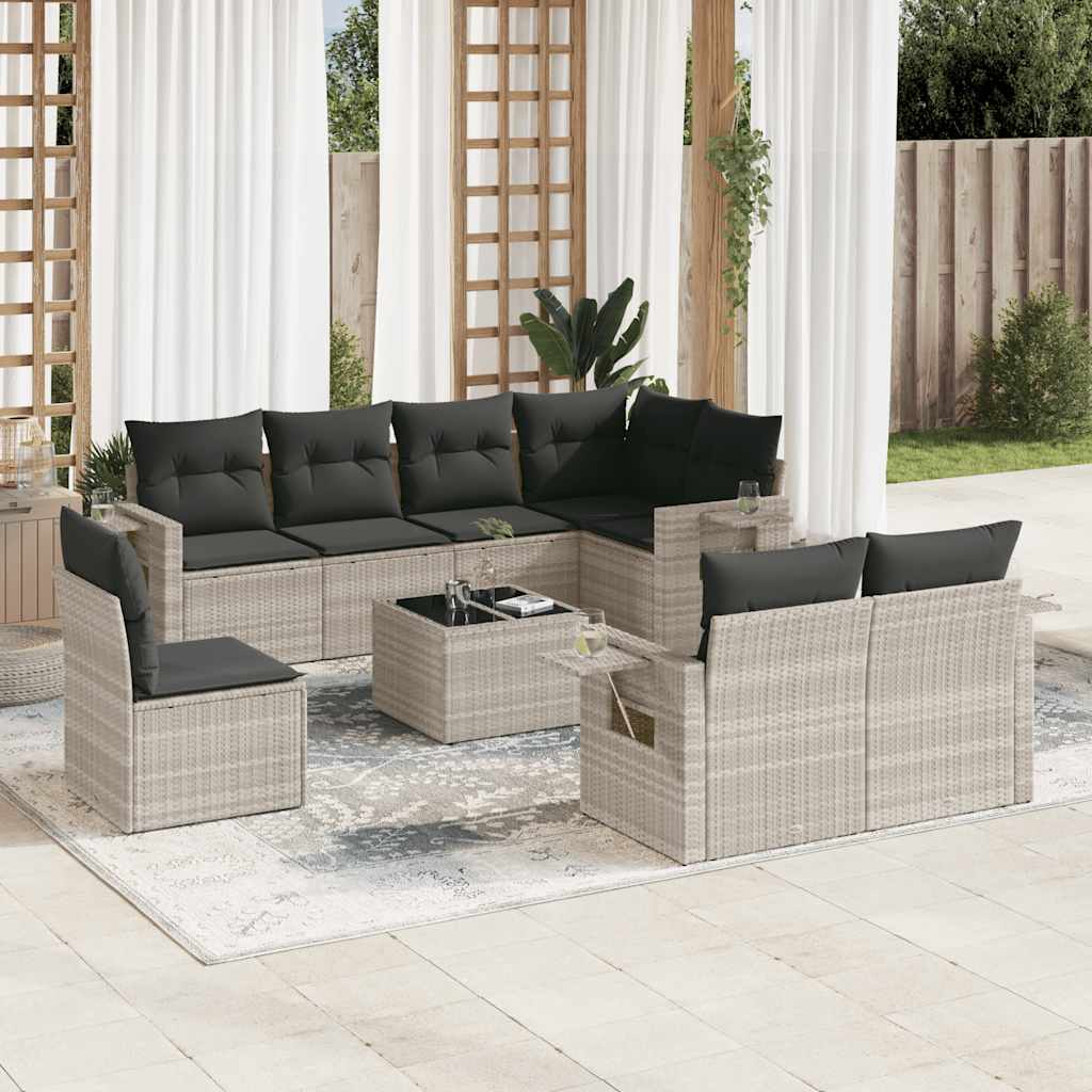 Sofasæt Til Haven 9 Dele Med Hynder Polyrattan Brun