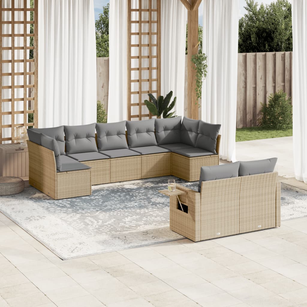 Sofasæt Til Haven 10 Dele Med Hynder Polyrattan Brun