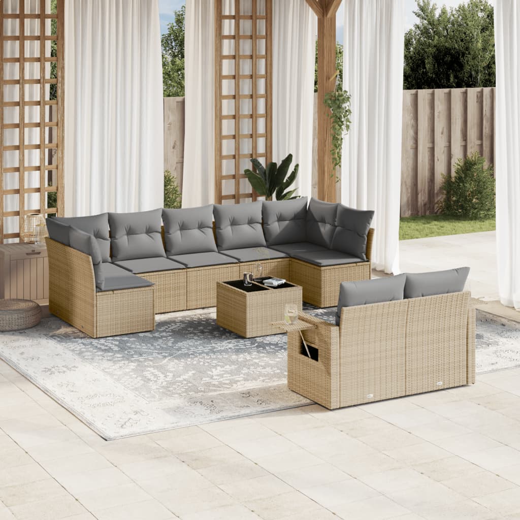 Sofasæt Til Haven 10 Dele Med Hynder Polyrattan Brun