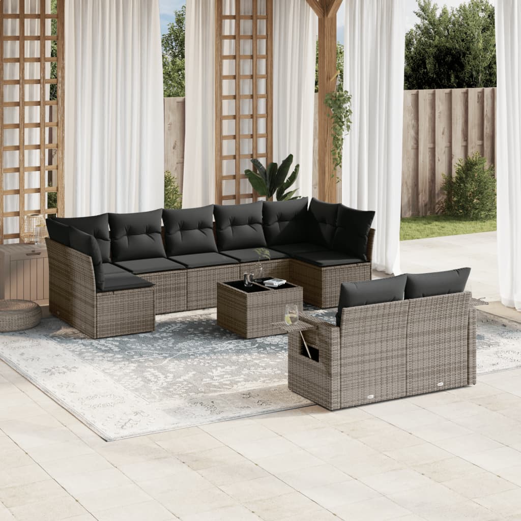 Sofasæt Til Haven 10 Dele Med Hynder Polyrattan Brun