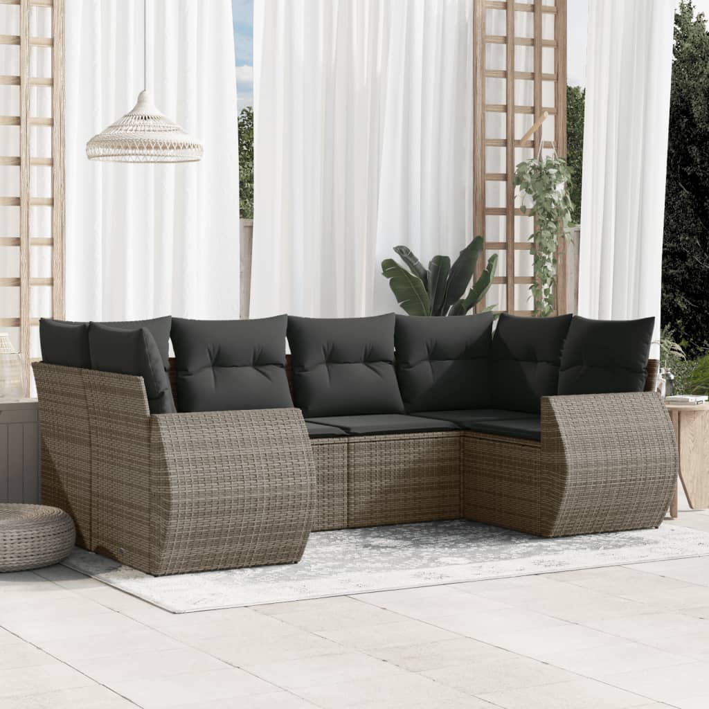 Sofasæt Til Haven 6 Dele Med Hynder Polyrattan Brun