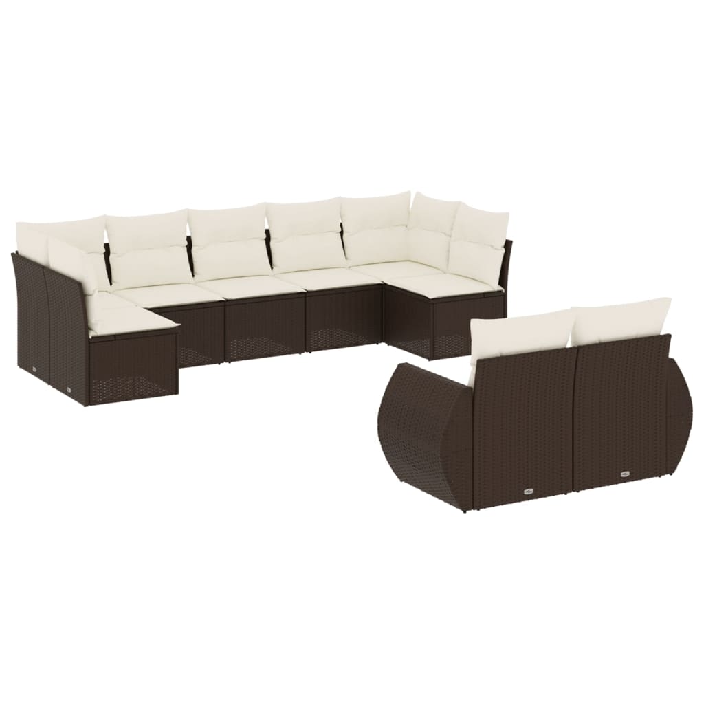 Sofasæt Til Haven 9 Dele Med Hynder Polyrattan Brun
