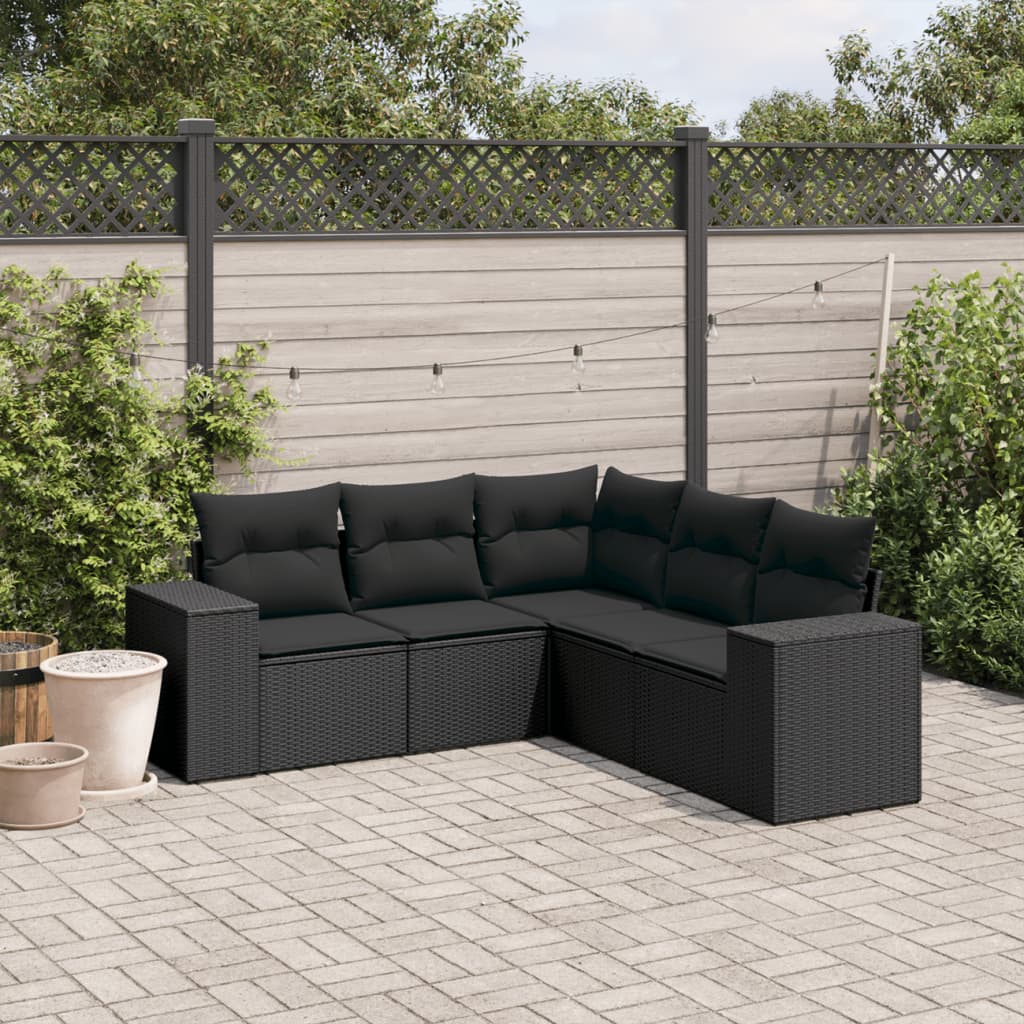 Sofasæt Til Haven 5 Dele Med Hynder Polyrattan Brun